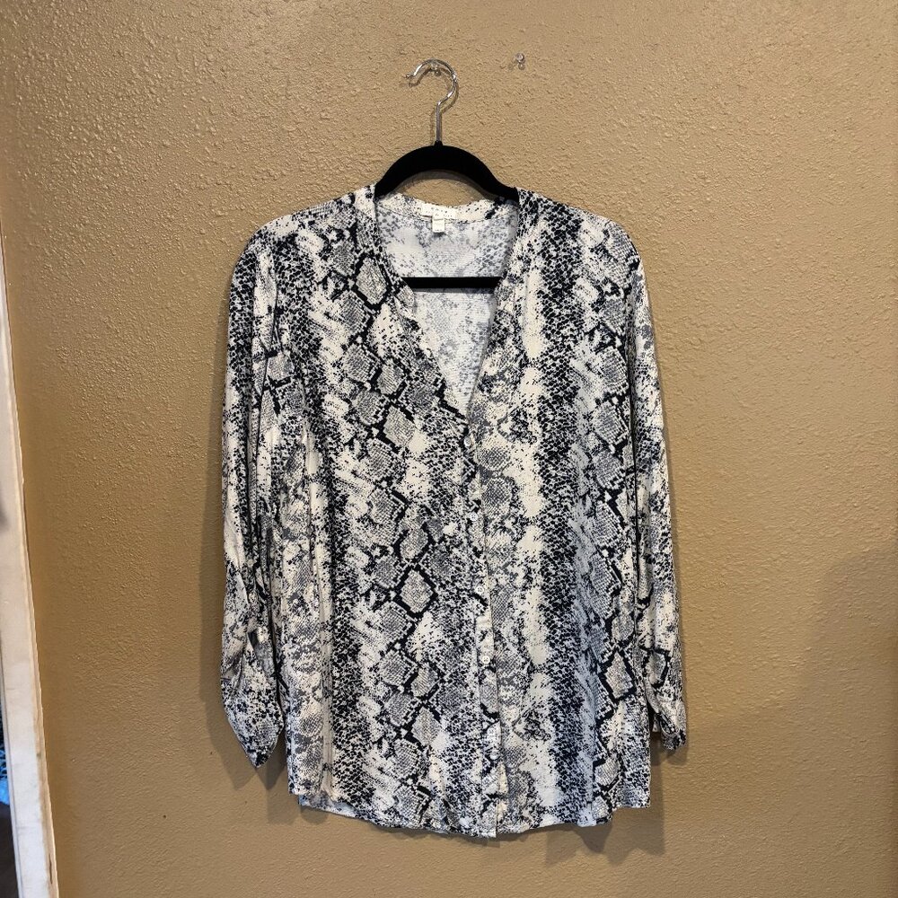 Soft Surroundings Snakeskin Print Button-Down Blo… - image 1